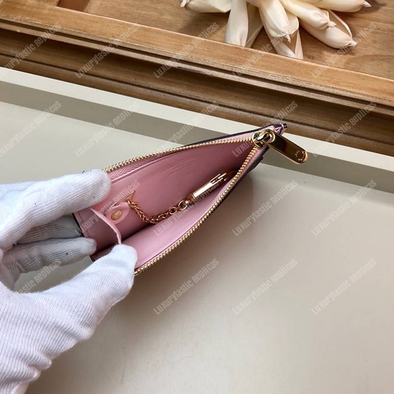 LV Venice Key Pouch Vernis Miroir Monogram Rose Ballerine Pink