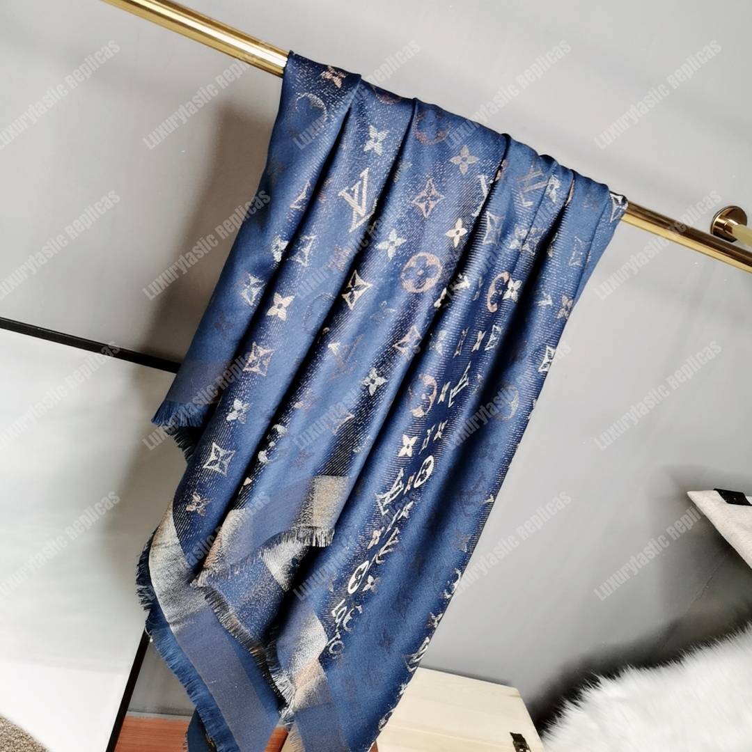 LV Monogram Shine Shawl Bleu Nuit