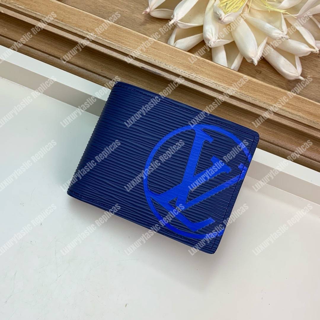 LV Multiple Wallet Epi Leather Marine Bleu Initials
