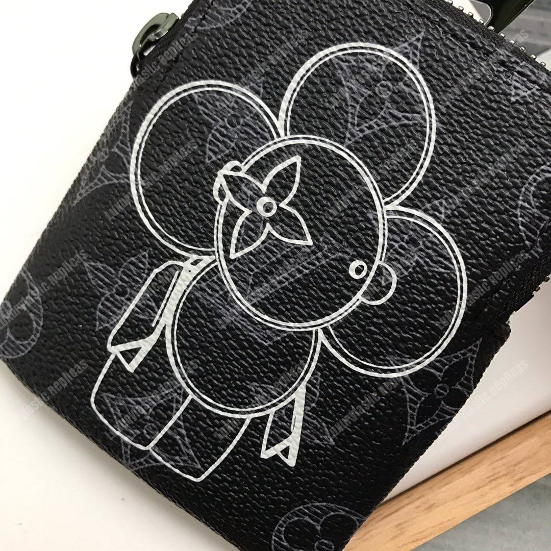 LV Zip Key Ring Monogram Vivienne Eclipse Black