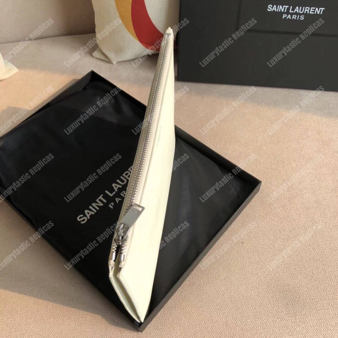 Saint Laurent Zipped Tablet Holder White