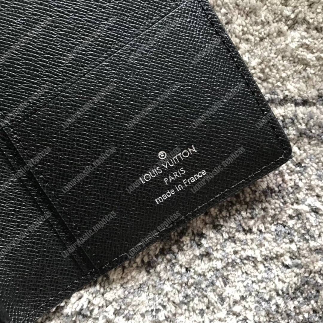 LV Brazza Wallet Taiga Leather Noir Gris