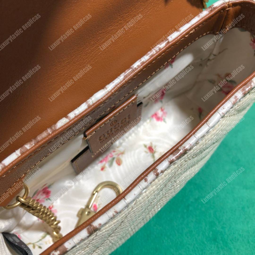 G*u*i gg marmont matelassé super mini bag cream snakeskin trim