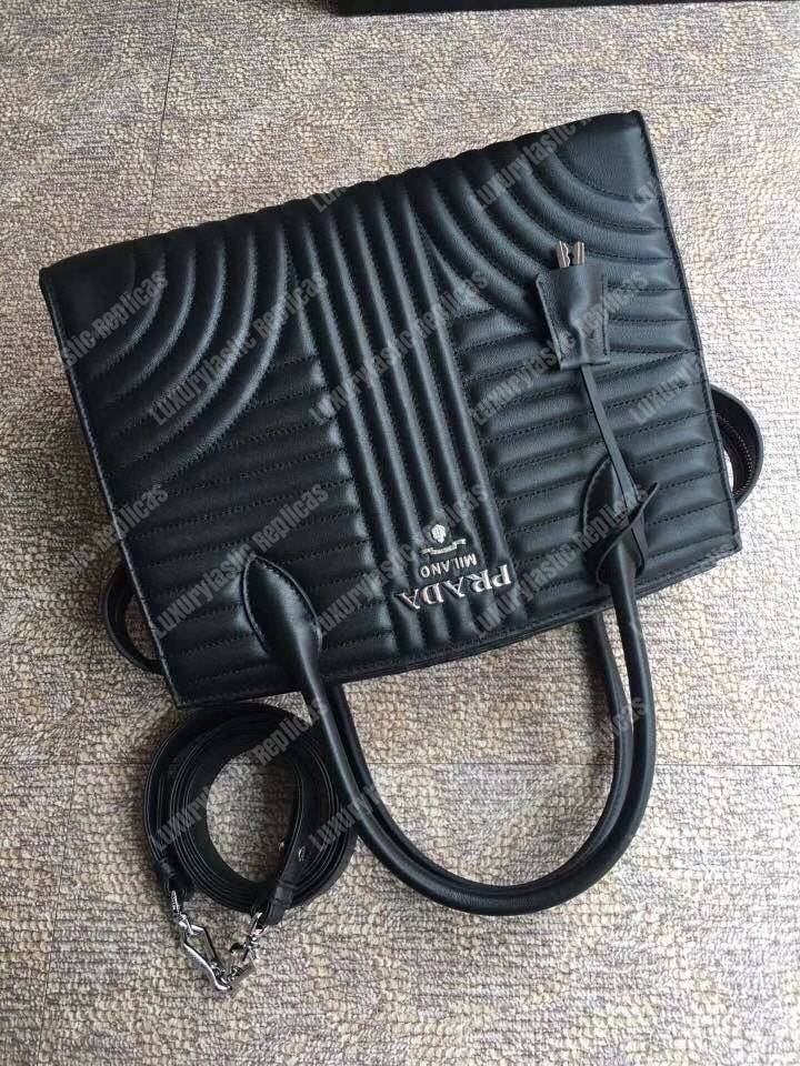 Pra*a diagramme leather handbag black