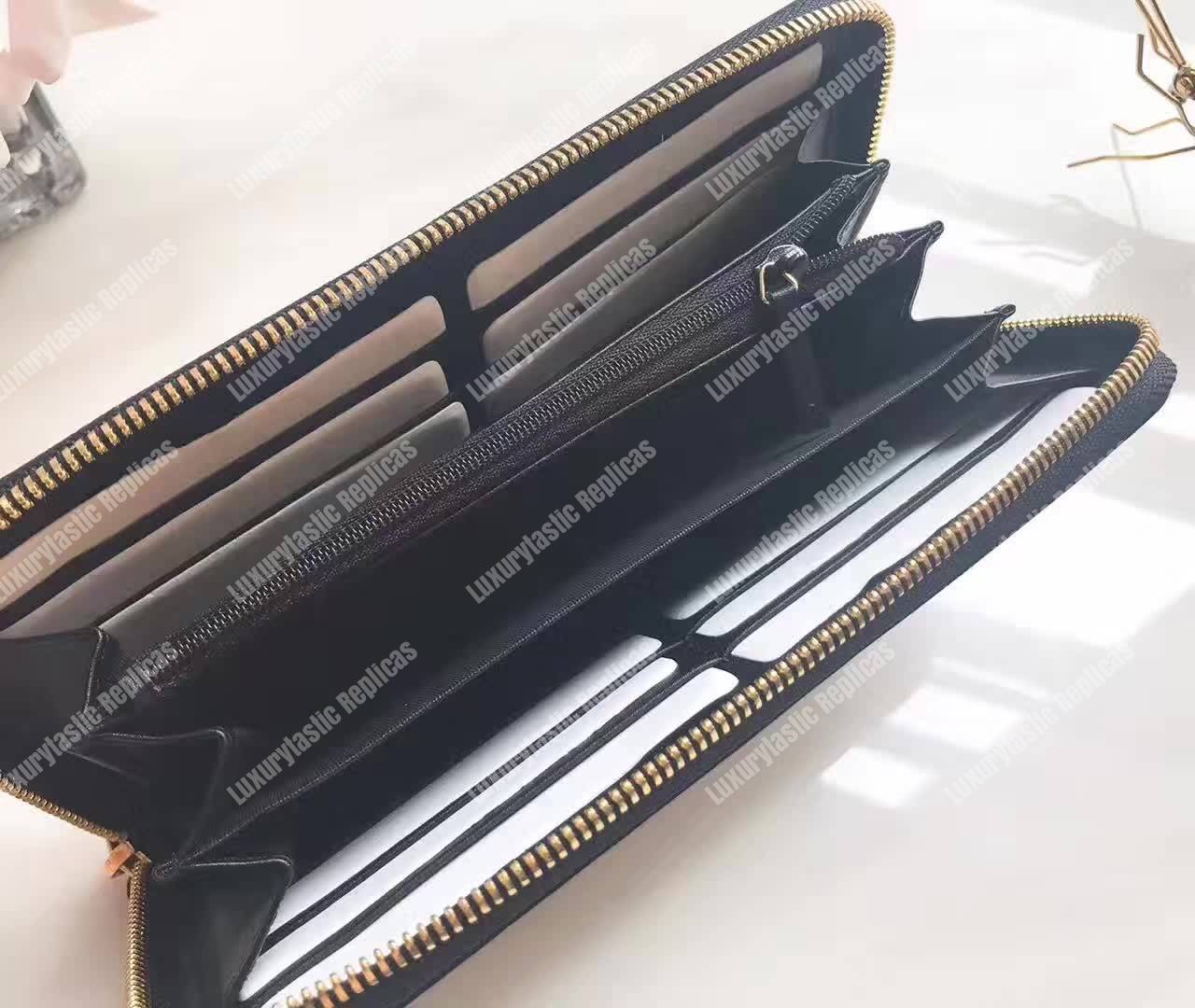 G*u*i sylvie leather zip around wallet black