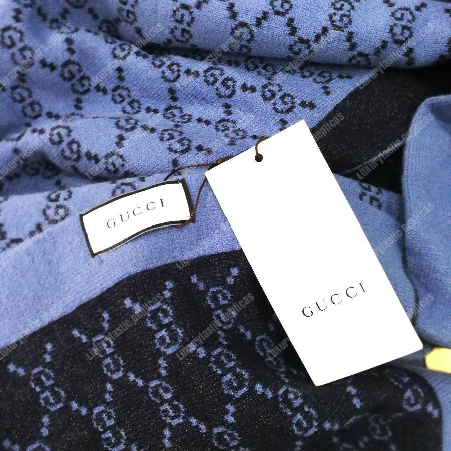 G*u*i monogram gg wool scarf blue
