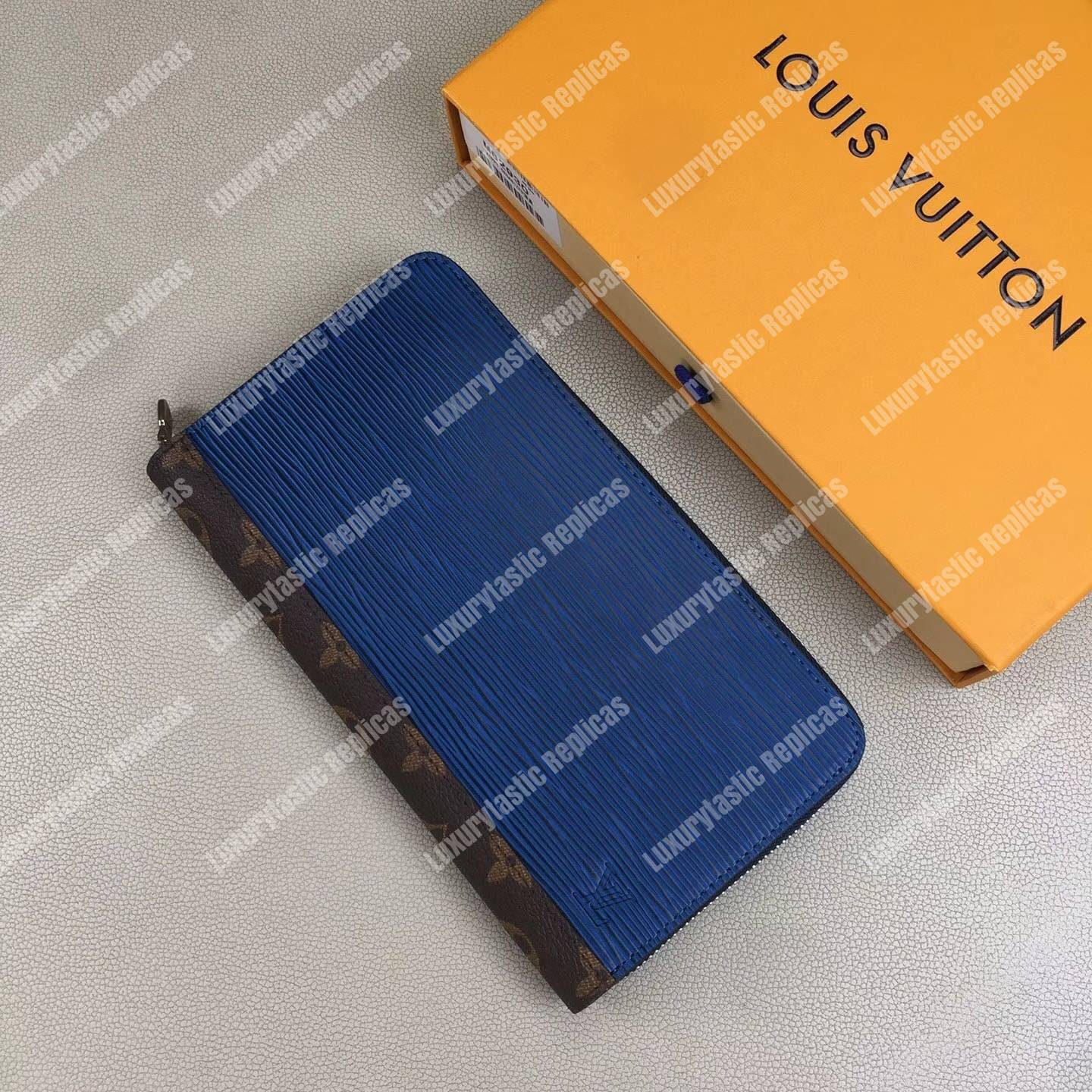 LV Zippy Organizer Epi Leather Blue and Gray