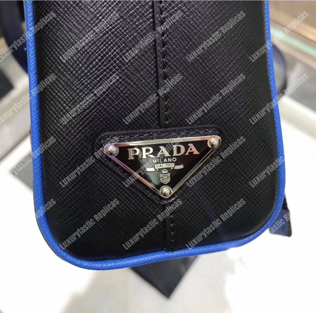 Pra*a saffiano leather shoulder bag blue