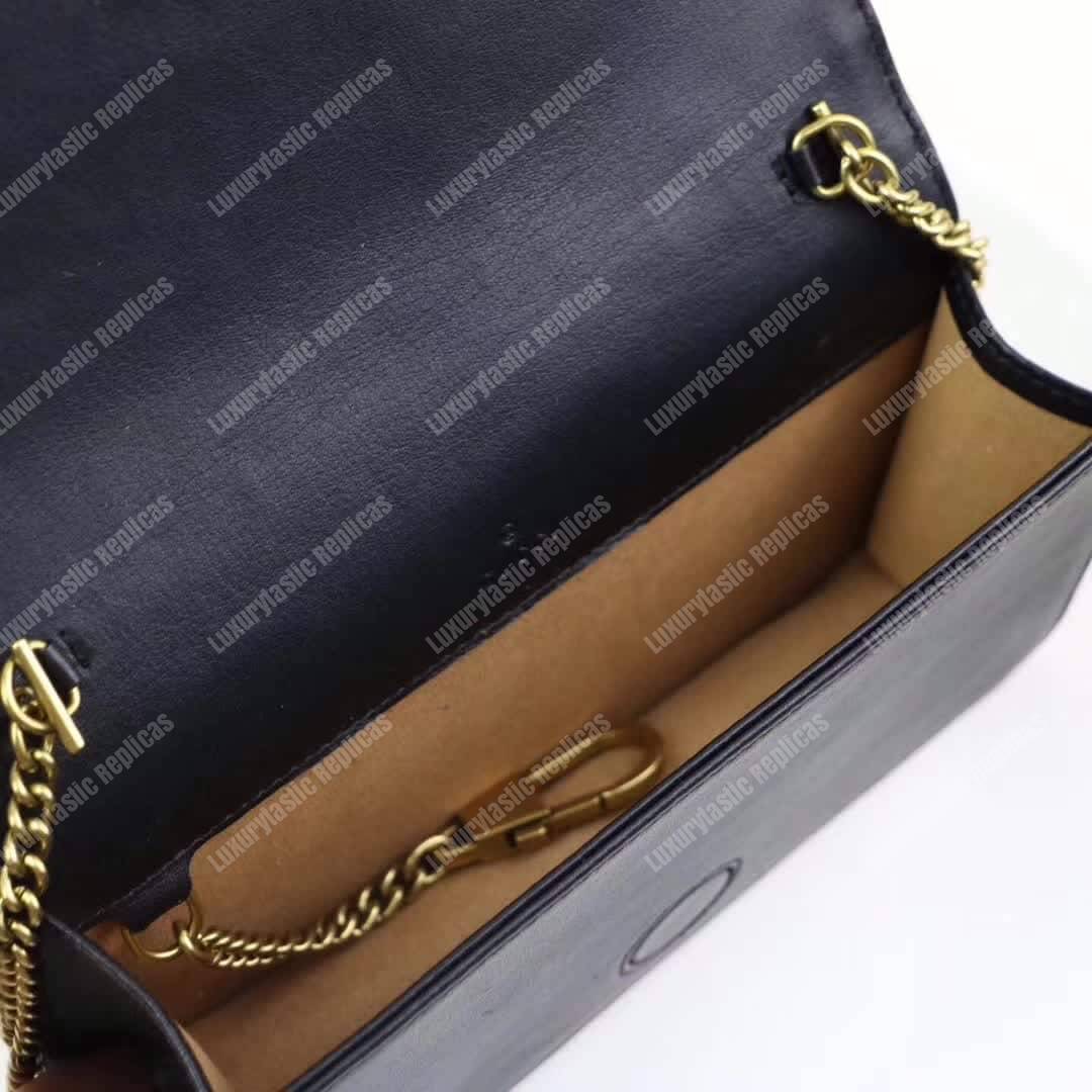 G*u*i gg marmont mini leather bag black