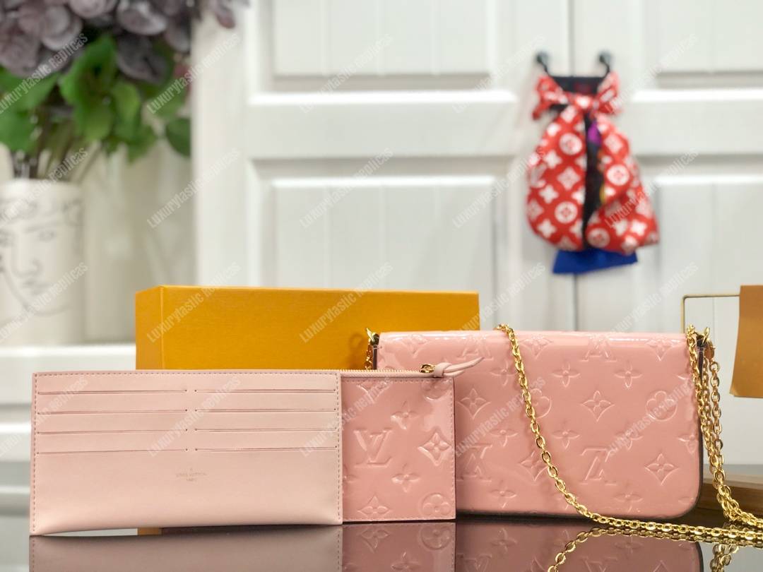 LV Pochette Felicie Monogram Vernis Leather Tivoli