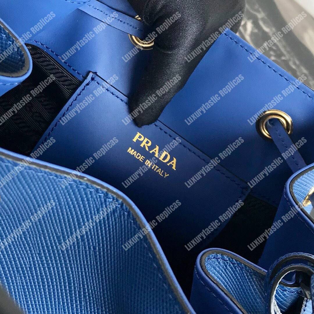 Pra*a saffiano leather bucket bag blue