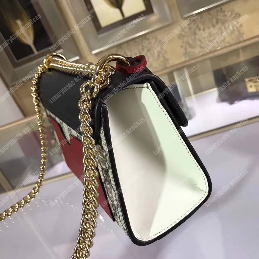 G*u*i padlock small gg shoulder bag black/red