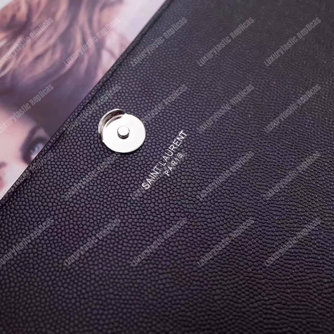 Saint Laurent Kate Medium In Grain De Poudre Embossed Leather Black