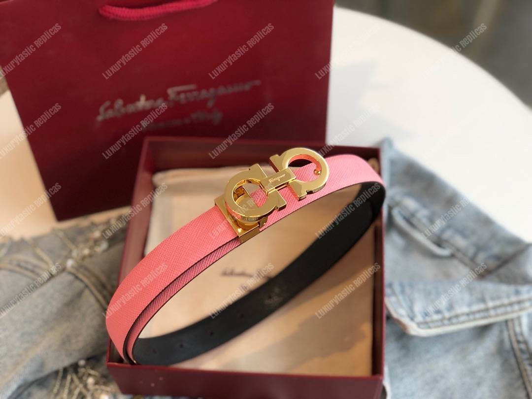 Salvatore Ferragamo Adjustable Gancini Belt Pink
