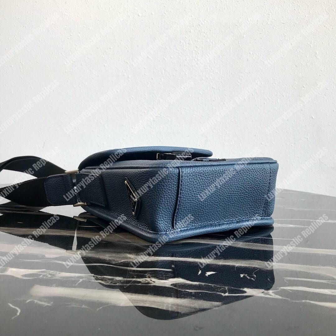 Pra*a saffiano leather shoulder bag blue