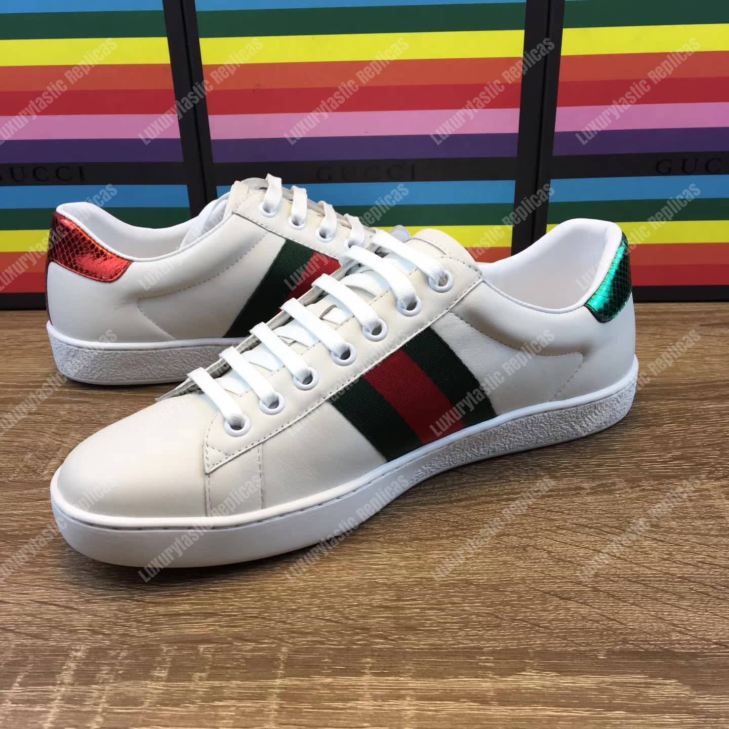 G*u*i ace embroidered snake sneaker white