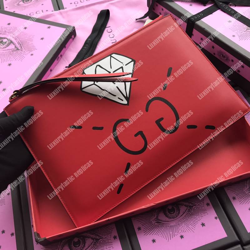 G*u*i G*u*ighost leather pouch bag red