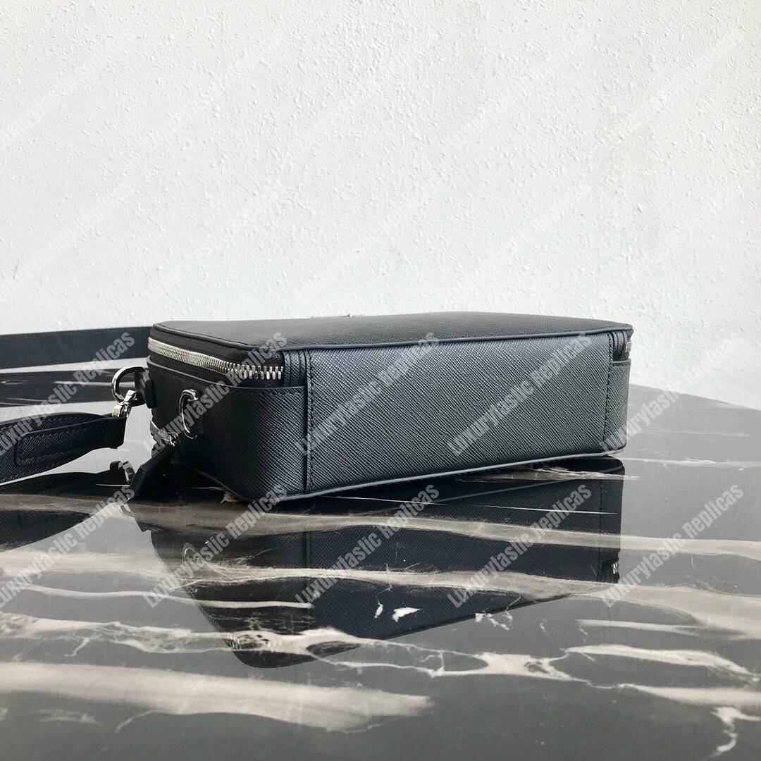 Pra*a brique saffiano leather bag black