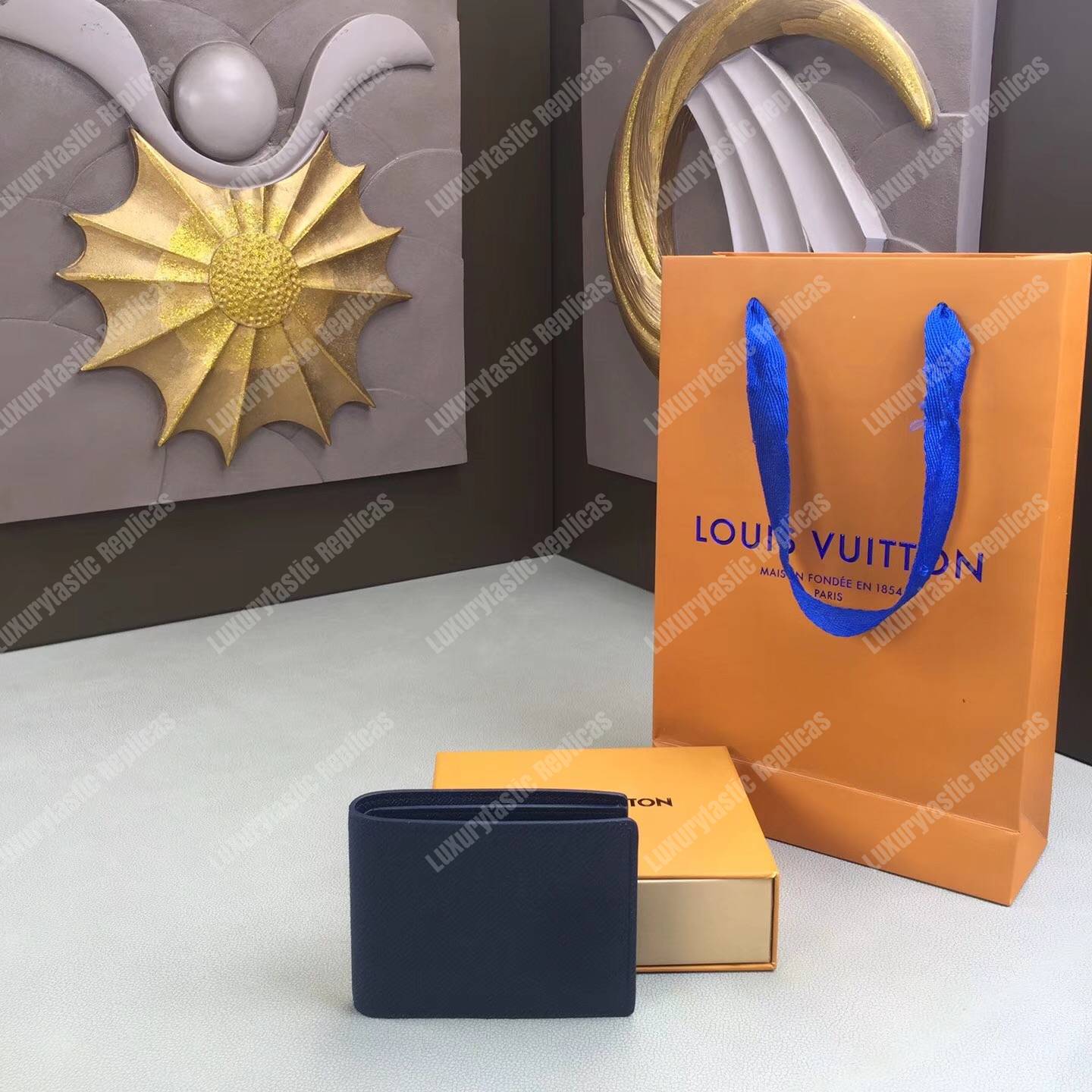 LV Slender ID Wallet Taiga Leather Bleu Marine