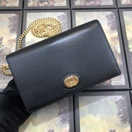 G*u*i leather chain card case wallet gold/black