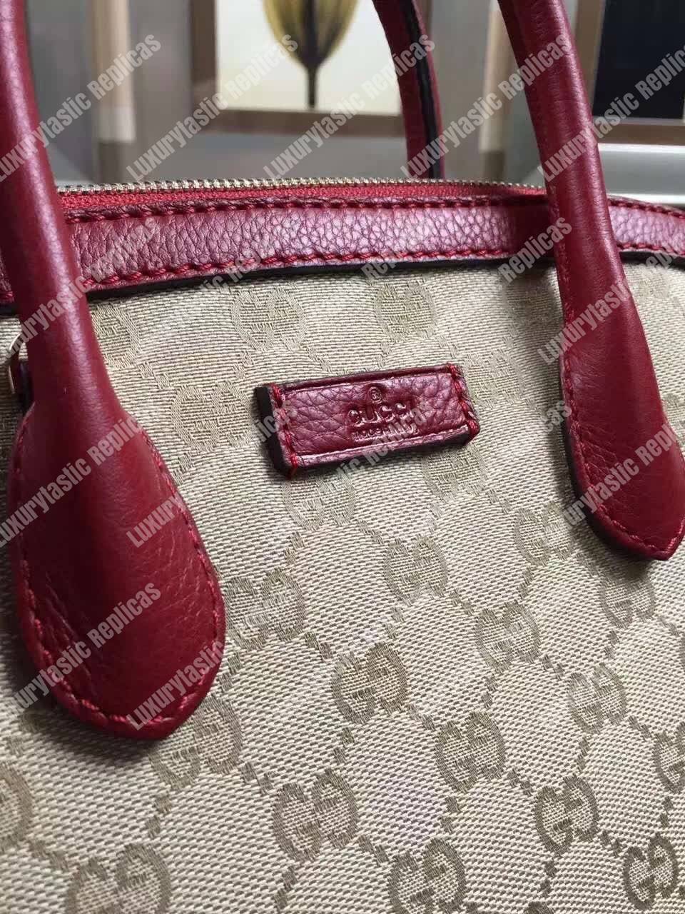 G*u*i gg canvas top handle bag red