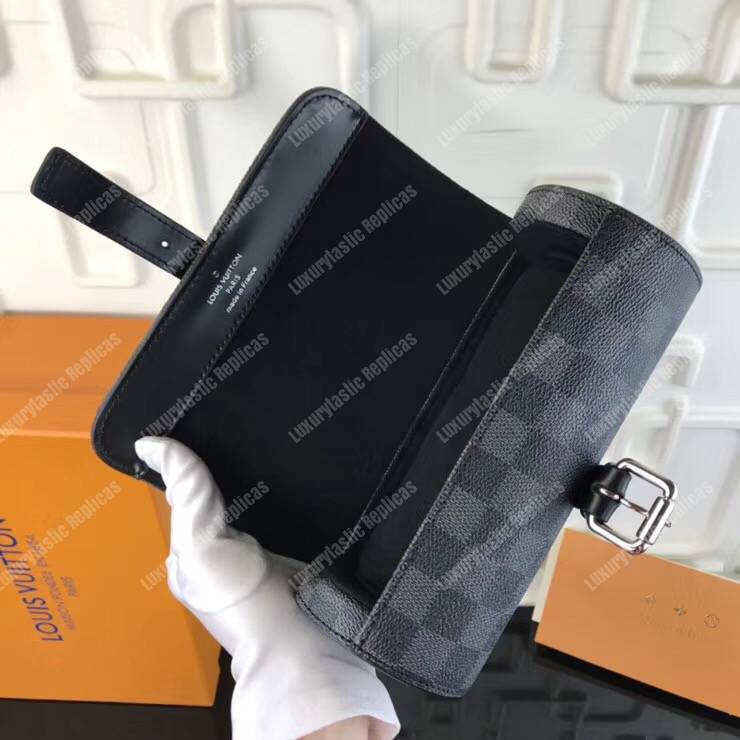 LV 3 Watch Case Damier Graphite Canvas