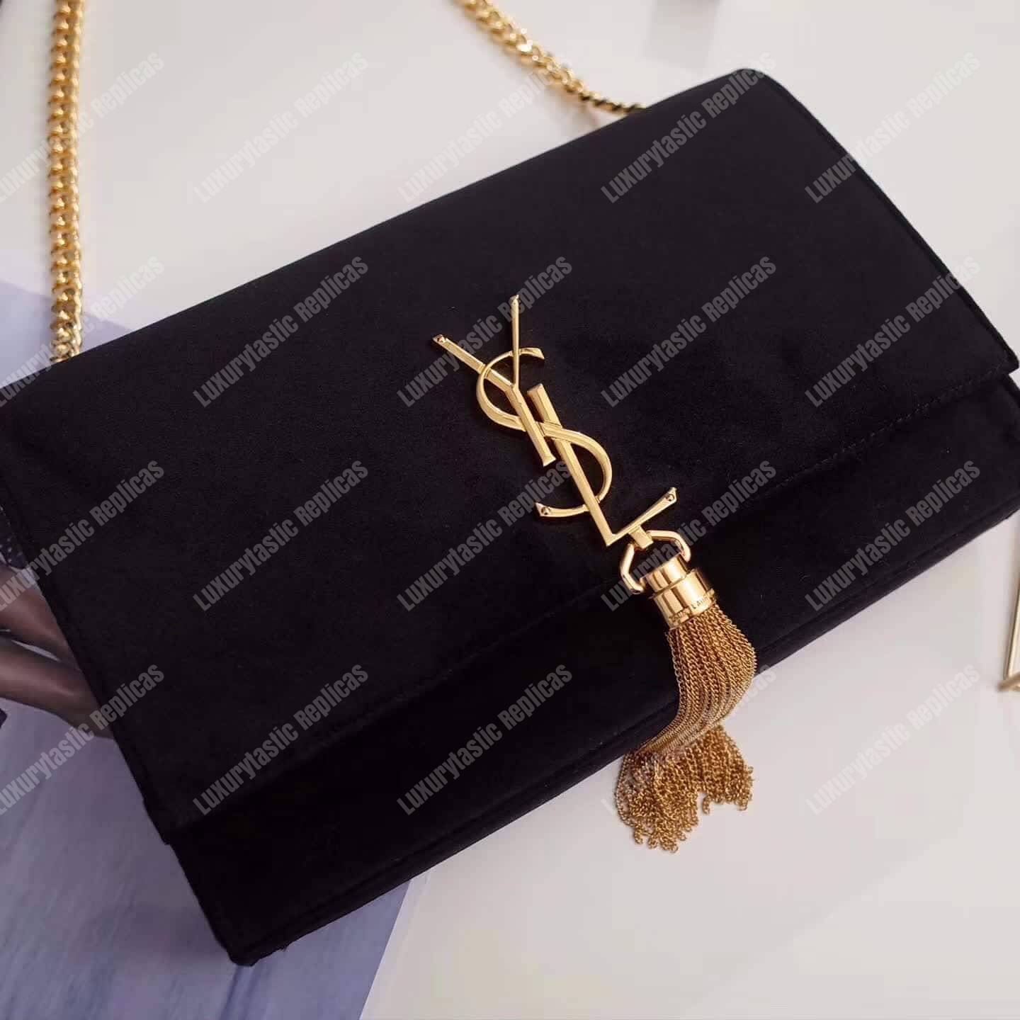 Saint Laurent Kate Medium Tassel Black Velvet