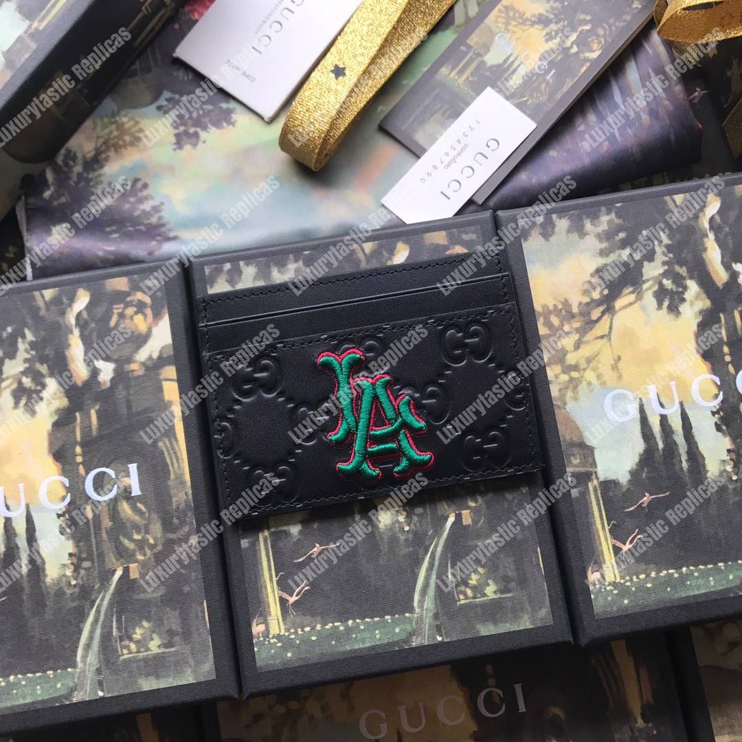 G*u*i card case with la angels patch black