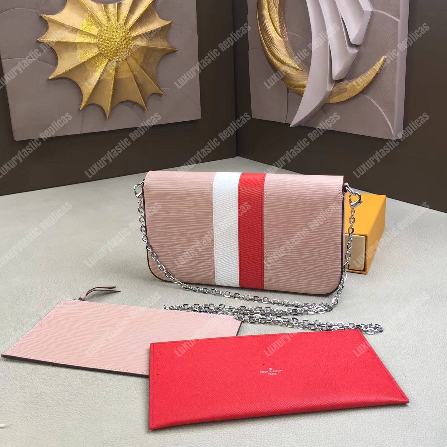 LV Pochette Felicie Epi Leather Rose Ballerine