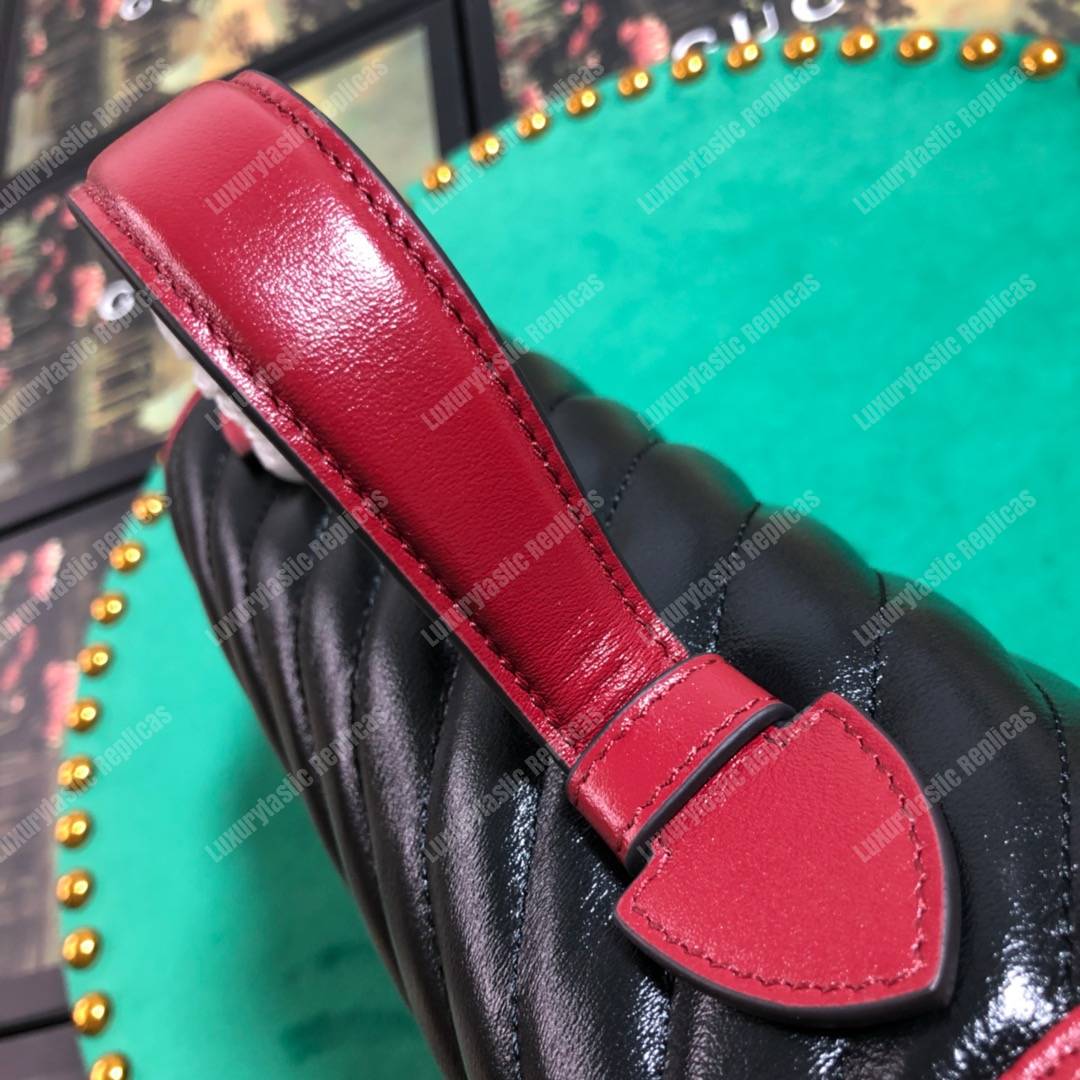 G*u*i gg marmont small top handle bag black cherise matelassé