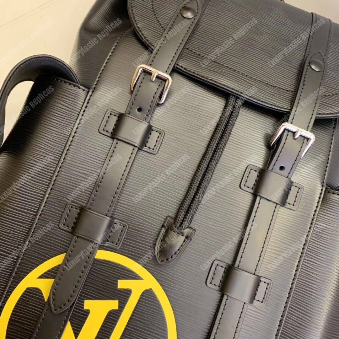 LV Christopher Backpack PM Epi Leather Acid Green Initials