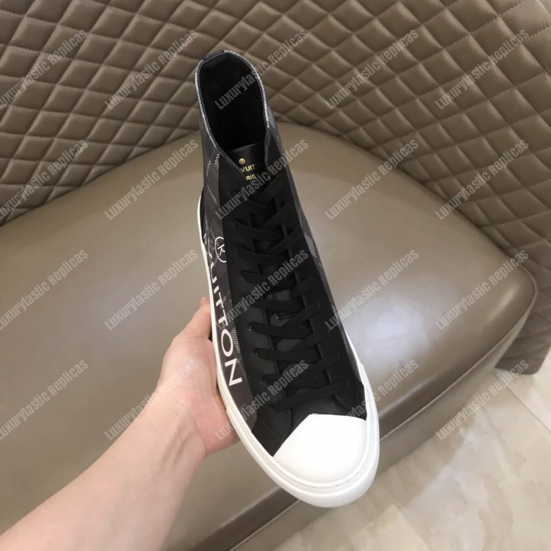 LV Tattoo Sneaker Boot Dameir Tartan Canvas Black