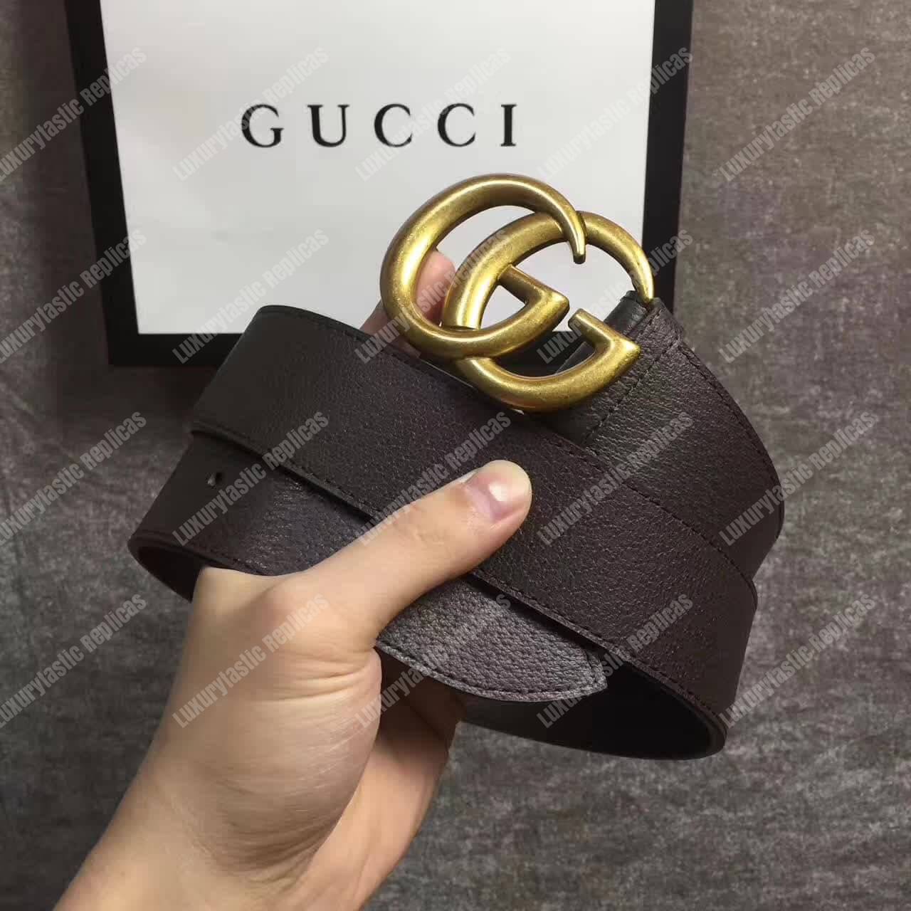 G*u*i brown leather belt with double g buckle