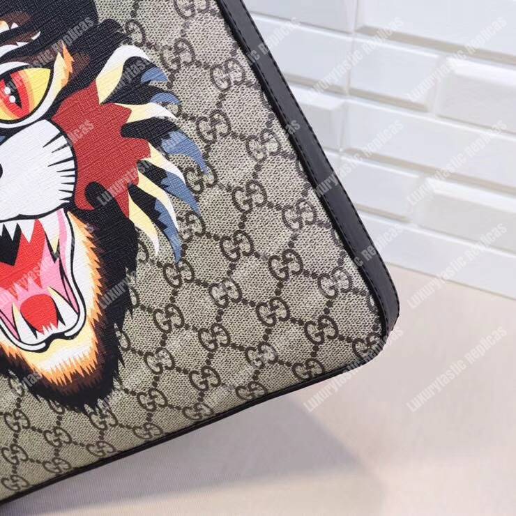 G*u*i angry cat print gg sup*e flat messenger bag
