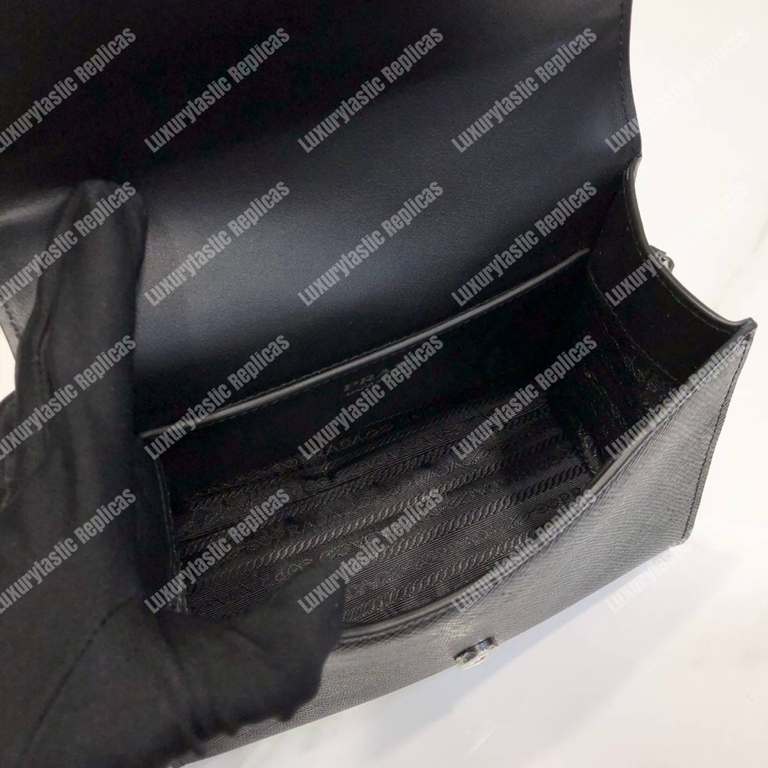 Pra*a monochrome saffiano leather bag black