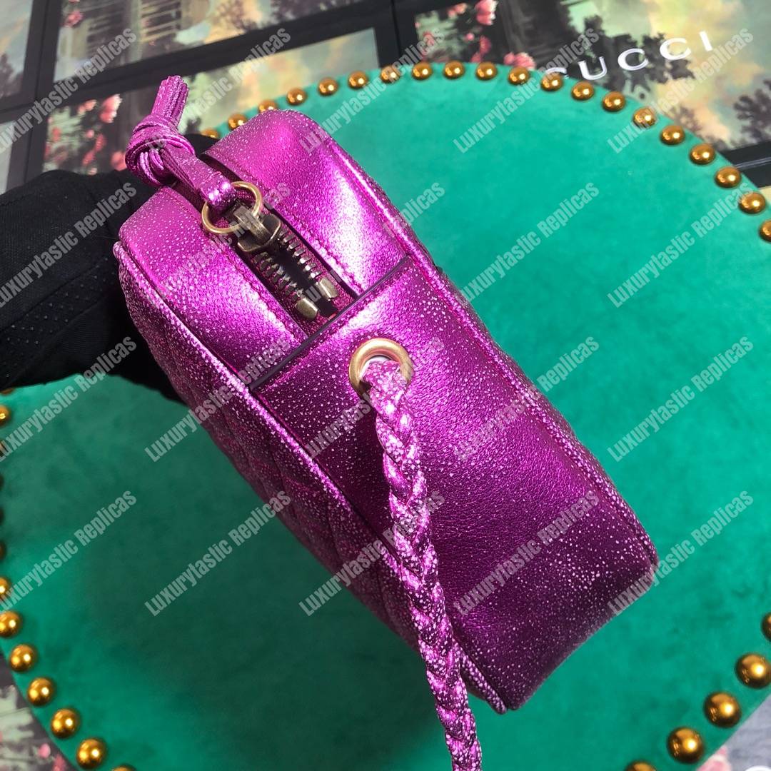 G*u*i laminated leather small shoulder bag purple