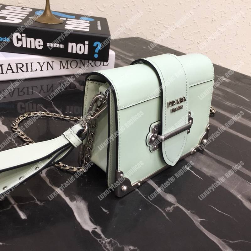 Pra*a cahier calf leather bag light green