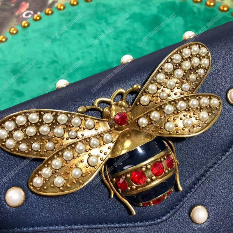 G*u*i broadway leather mini bag navy blue