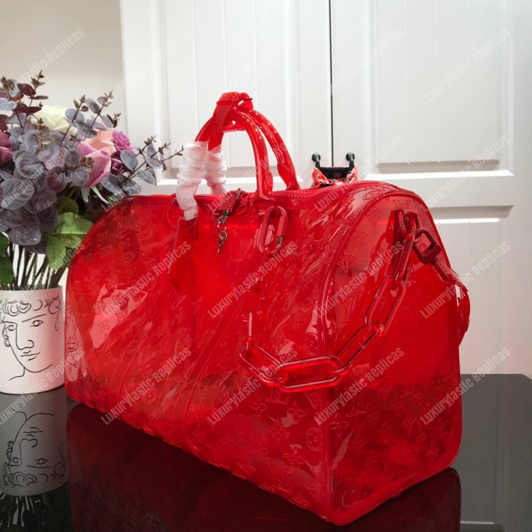 LV Keepall Bandouliere Monogram 50 Red PVC