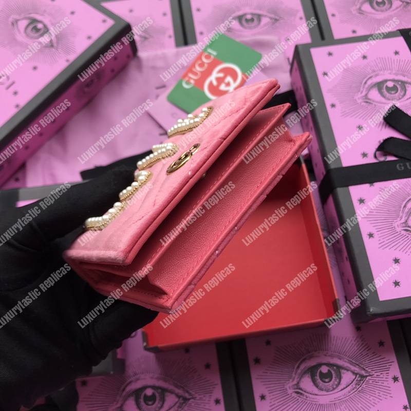G*u*i gg marmont card case velvet pink love