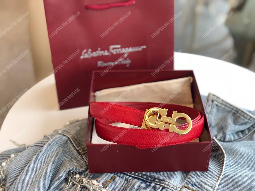 Salvatore Ferragamo Adjustable Gancini Belt Red