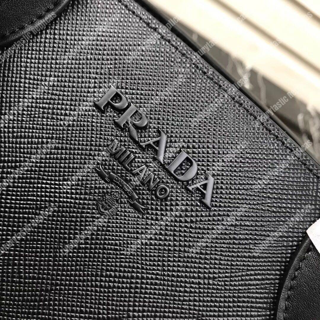 Pra*a monochrome saffiano leather bag black