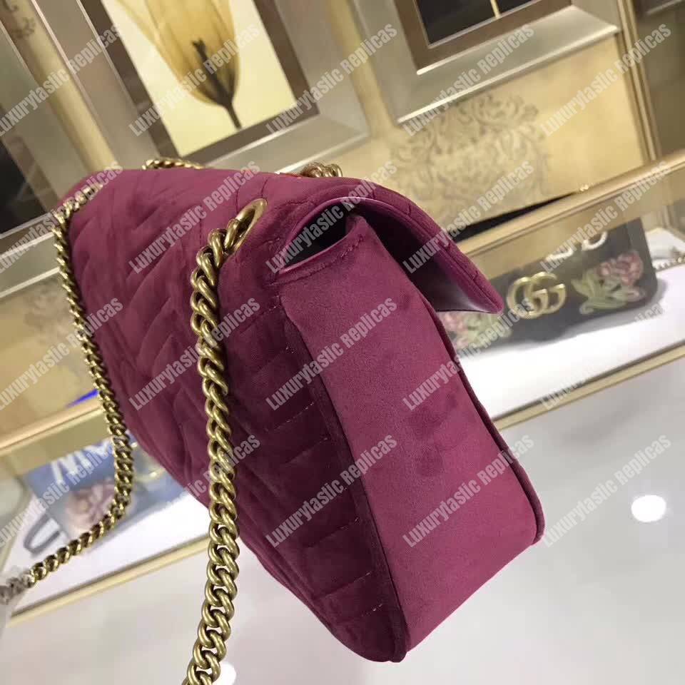 G*u*i gg marmont medium velvet bag loved bordeaux