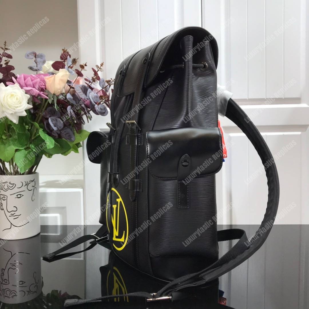 LV Christopher Backpack PM Epi Leather Acid Green Noir
