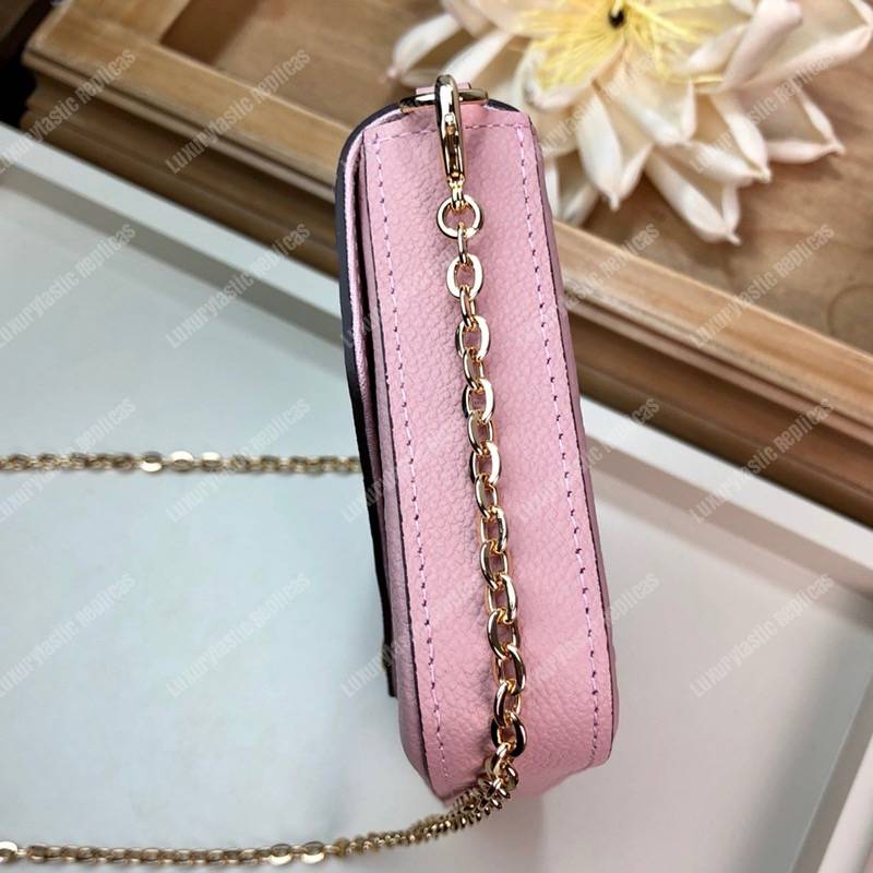 LV Pochette Felicie Monogram Empreinte Leather Rose Poudre