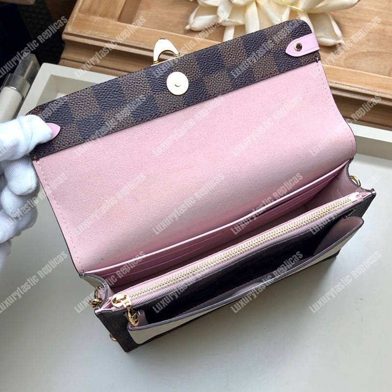 LV Vavin Chain Wallet Damier Ebene Creme