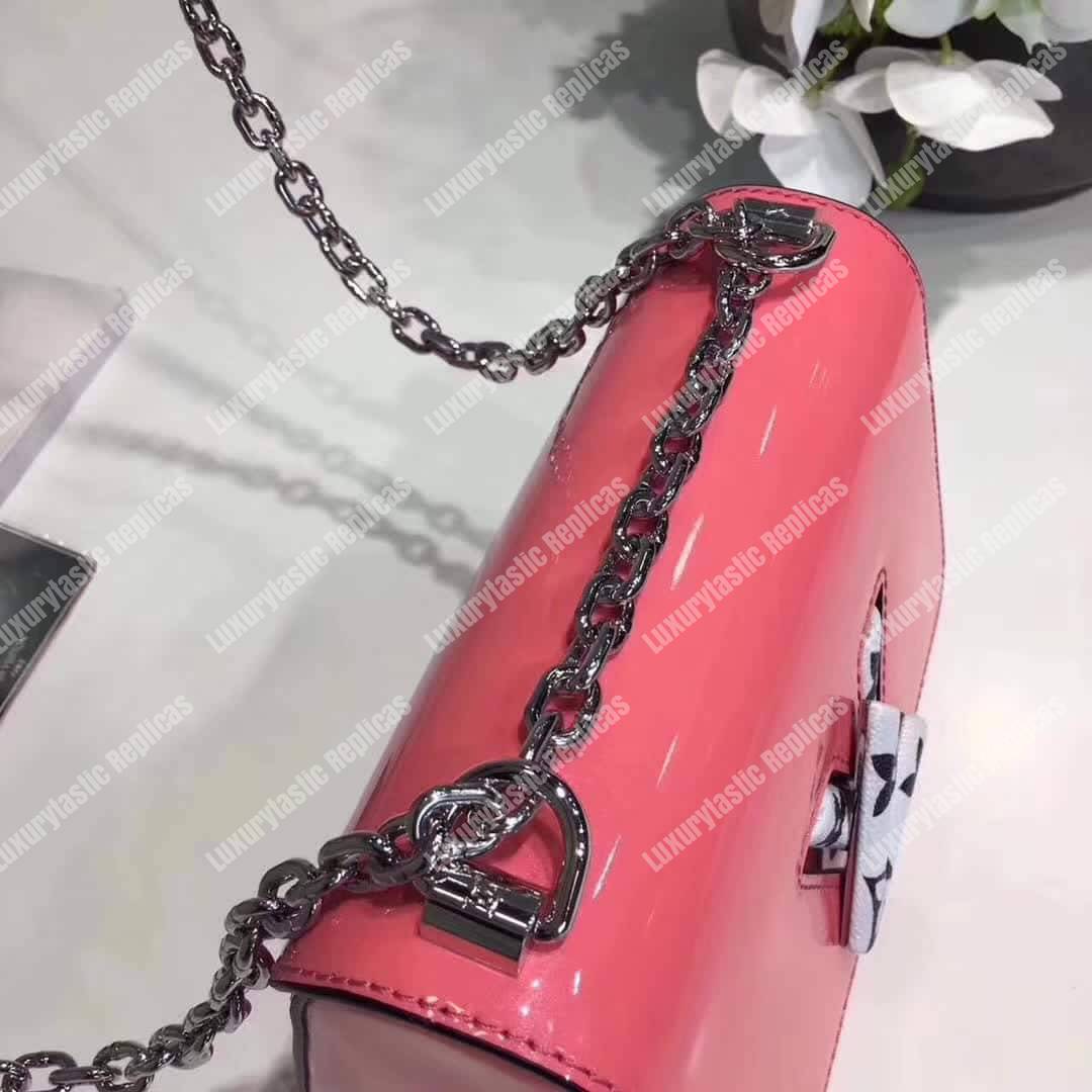 LV Twist PM Monogram Vernis Leather Rose Poudre