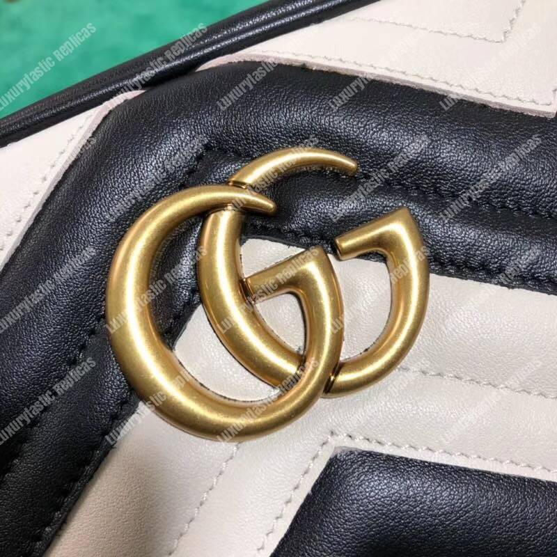 G*u*i gg marmont small matelassé shoulder bag black and white