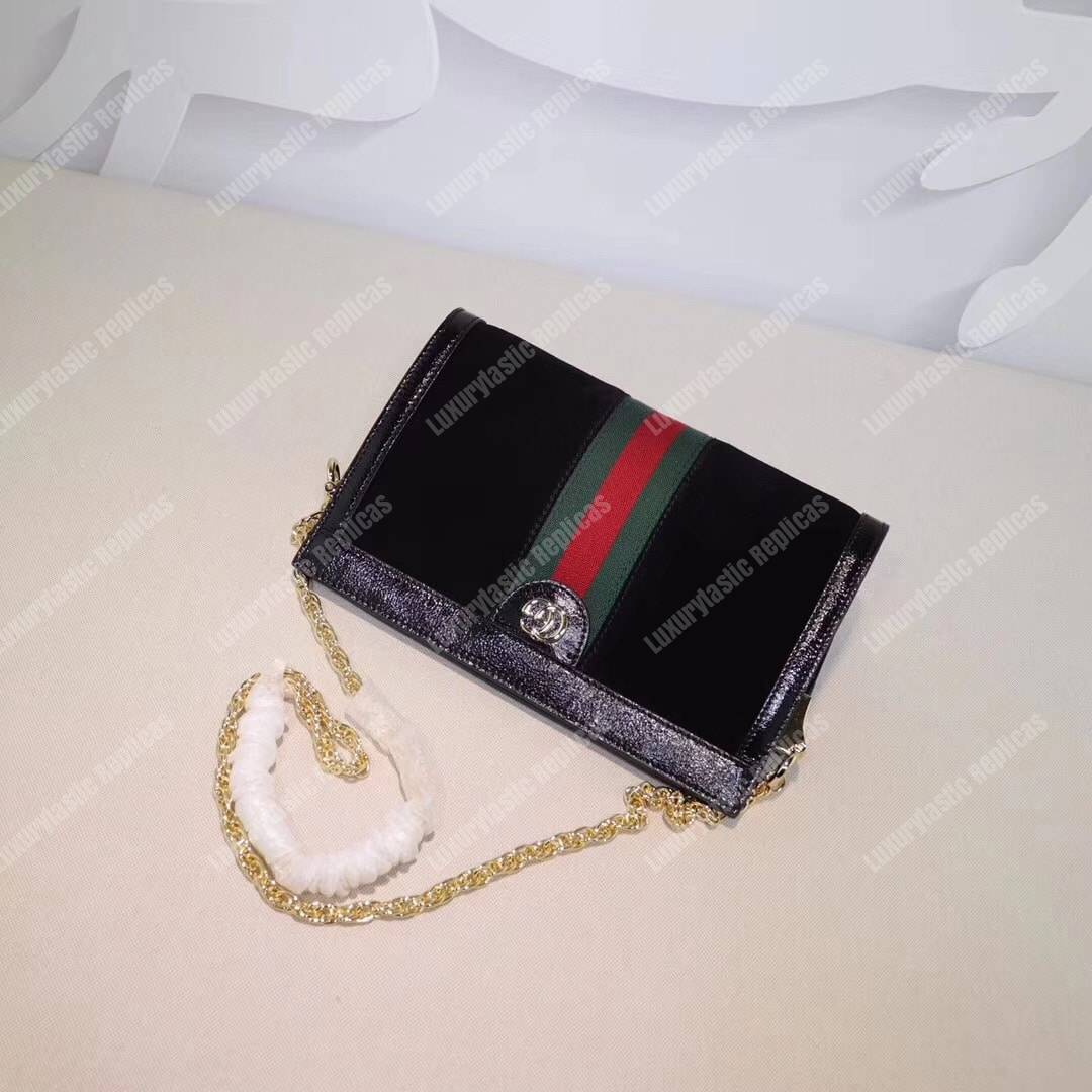 G*u*i ophidia suede small shoulder bag black