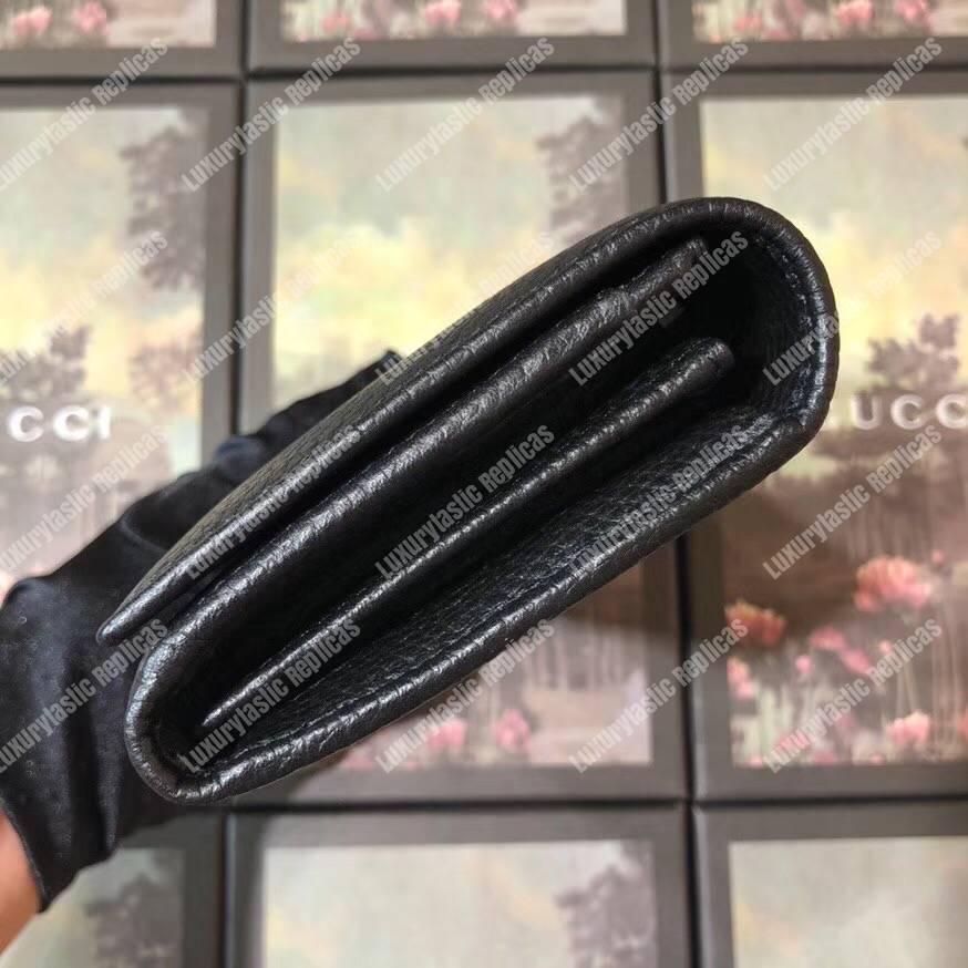 G*u*i garden leather continental wallet black with butterfly